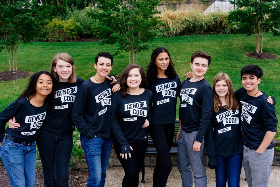 Gendercool kids outside wearing matching shirts